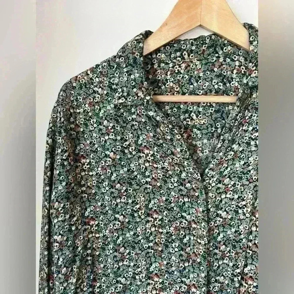 Womens Floral  Pattern Blue Pink Long Sleeve Button Down Grandmacore Shirt Small - Picture 2 of 8
